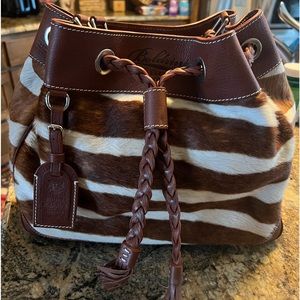 New Rare Dooney & Bourke Boldrini Selleria Italian Leather Calf Hair Bag